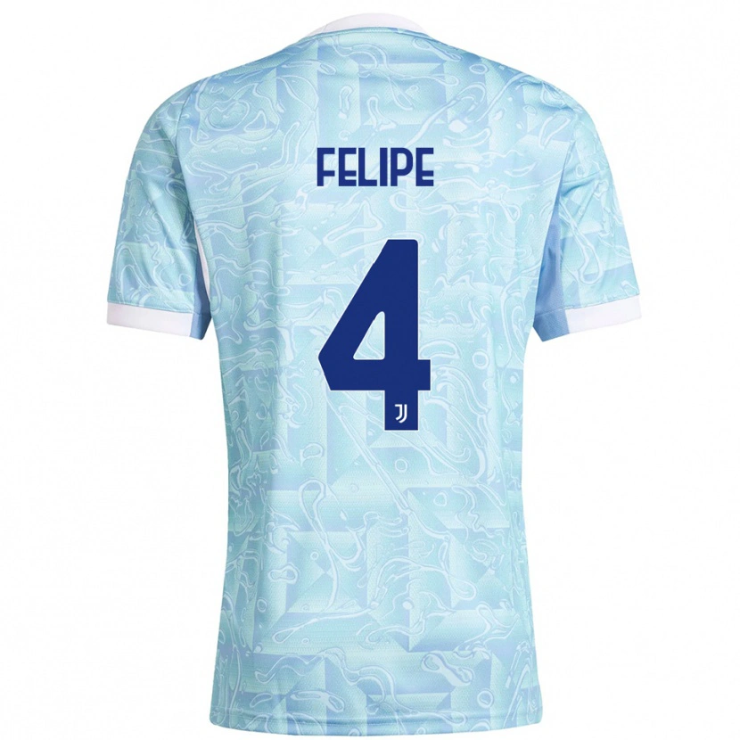 Danxen Kinderen Pedro Felipe #4 Hemelblauw Geel Uitshirt Uittenue 2025/26 T-Shirt