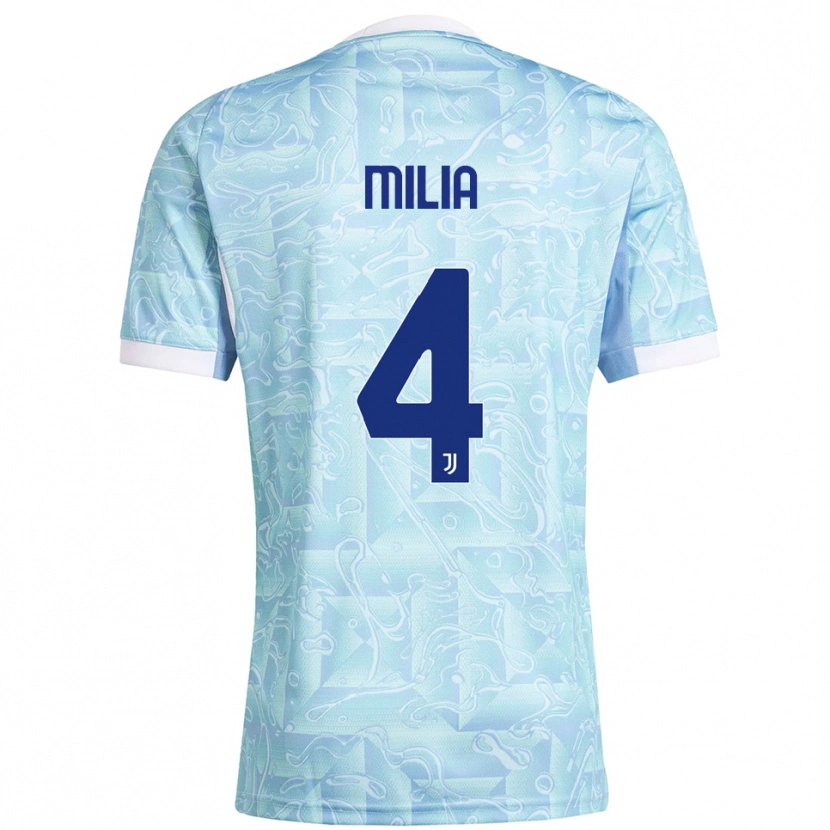 Danxen Kinderen Nicolò Milia #4 Hemelblauw Geel Uitshirt Uittenue 2025/26 T-Shirt