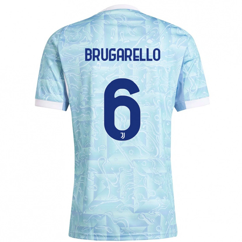 Danxen Kinderen Mattia Brugarello #6 Hemelblauw Geel Uitshirt Uittenue 2025/26 T-Shirt