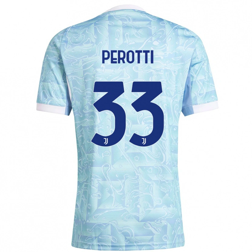 Danxen Kinderen Clemente Perotti #33 Hemelblauw Geel Uitshirt Uittenue 2025/26 T-Shirt