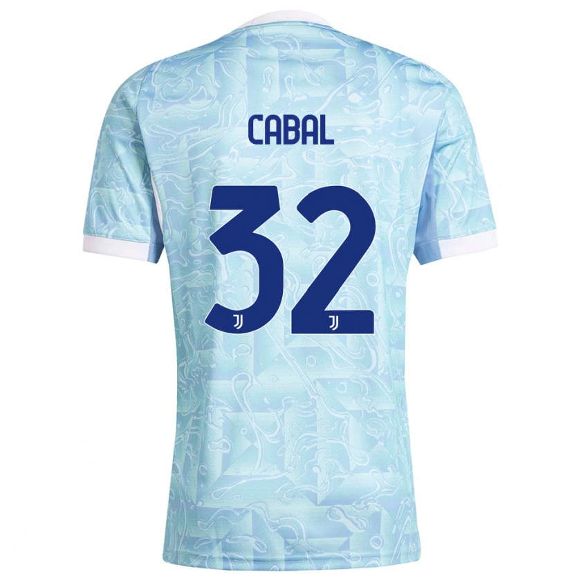 Danxen Kinderen Juan Cabal #32 Hemelblauw Geel Uitshirt Uittenue 2025/26 T-Shirt