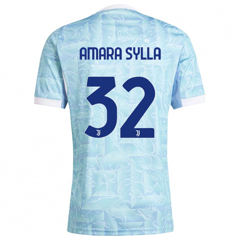 Danxen Kinderen Idris Amara Sylla #32 Hemelblauw Geel Uitshirt Uittenue 2025/26 T-Shirt