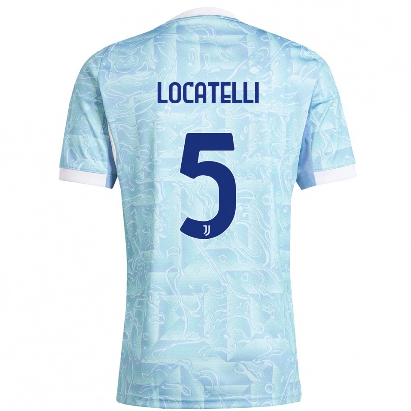 Danxen Kinderen Manuel Locatelli #5 Hemelblauw Geel Uitshirt Uittenue 2025/26 T-Shirt