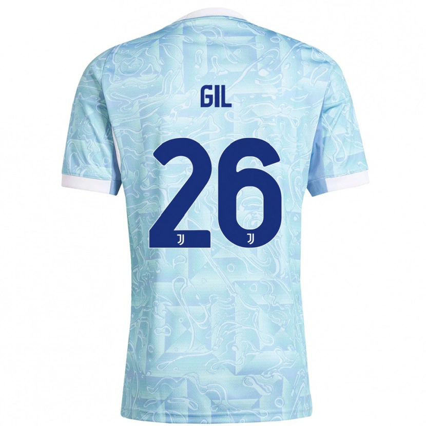 Danxen Kinderen Javier Gil #26 Hemelblauw Geel Uitshirt Uittenue 2025/26 T-Shirt