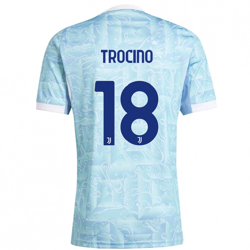 Danxen Kinderen Luca Trocino #18 Hemelblauw Geel Uitshirt Uittenue 2025/26 T-Shirt