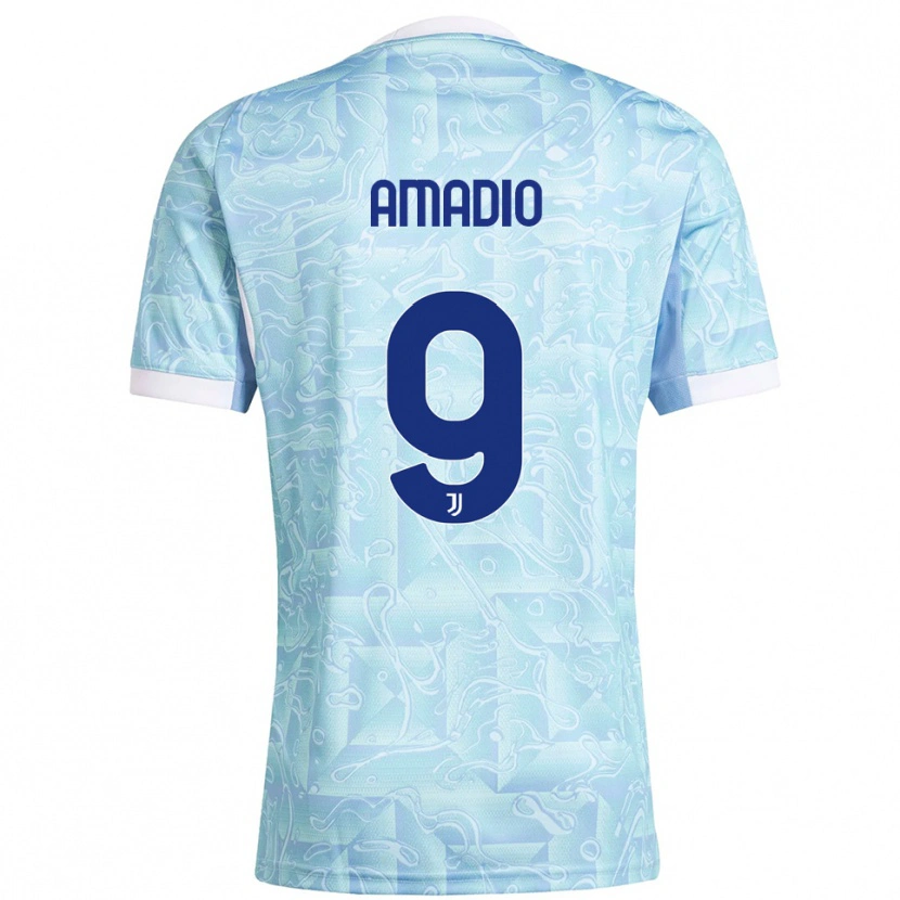 Danxen Kinderen Alex Amadio #9 Hemelblauw Geel Uitshirt Uittenue 2025/26 T-Shirt