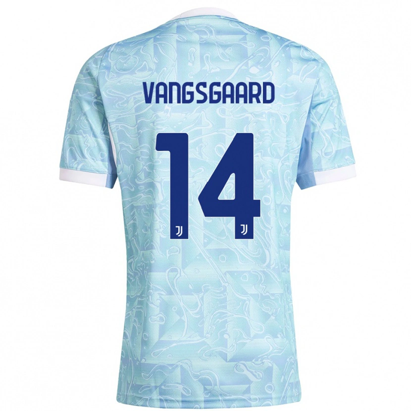 Danxen Kinderen Amalie Jørgensen Vangsgaard #14 Hemelblauw Geel Uitshirt Uittenue 2025/26 T-Shirt
