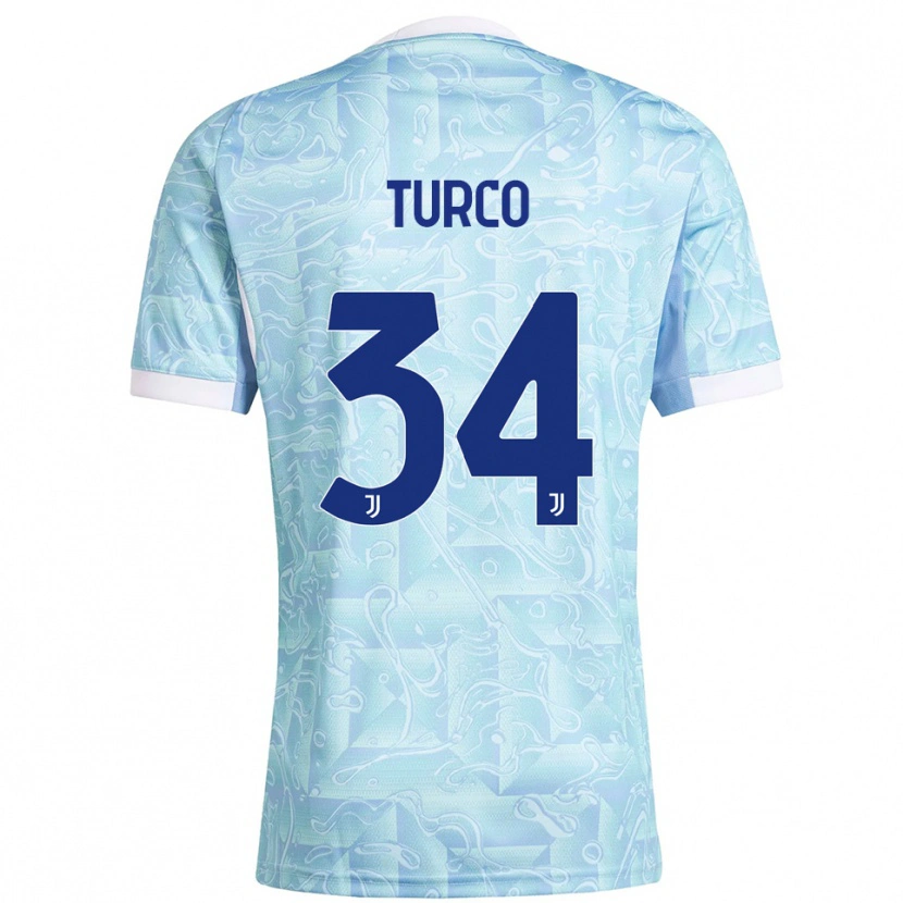 Danxen Kinderen Stefano Turco #34 Hemelblauw Geel Uitshirt Uittenue 2025/26 T-Shirt