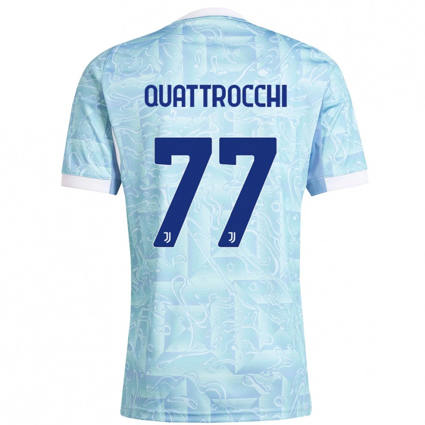 Danxen Kinderen Juan Ignacio Quattrocchi #77 Hemelblauw Geel Uitshirt Uittenue 2025/26 T-Shirt