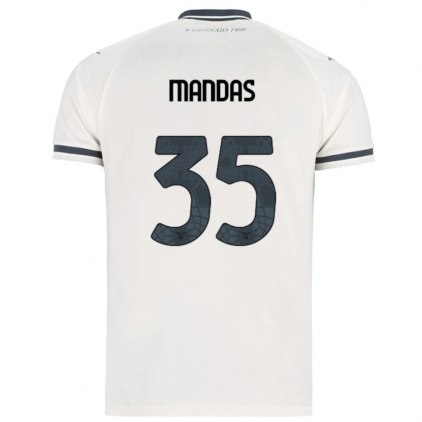 Danxen Kinderen Christos Mandas #35 Wit Marineblauw Uitshirt Uittenue 2025/26 T-Shirt