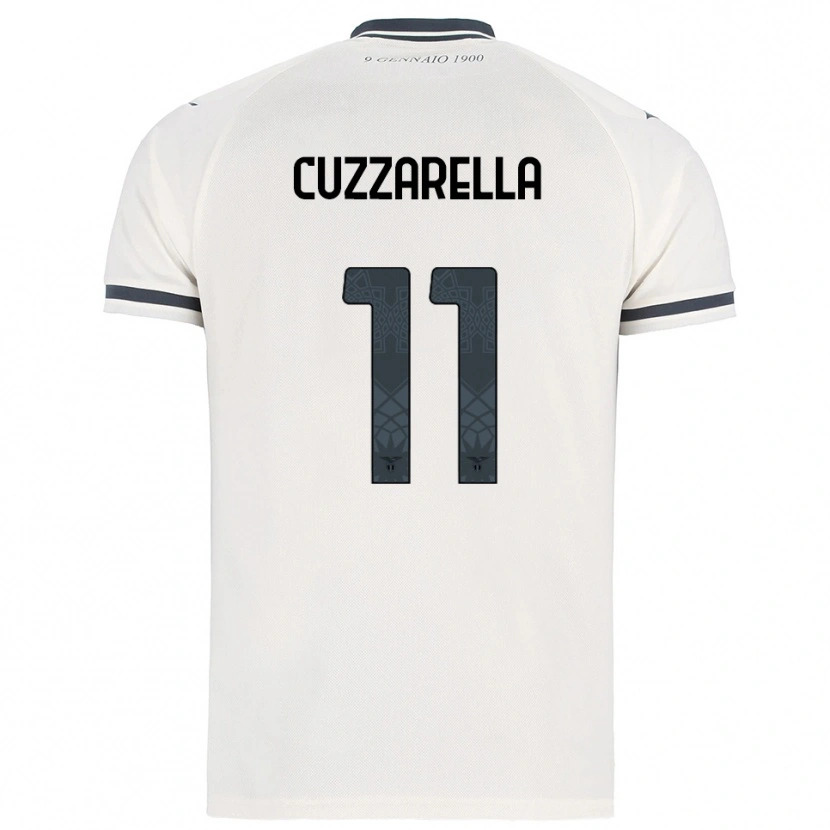 Danxen Kinderen Cristian Cuzzarella #11 Wit Marineblauw Uitshirt Uittenue 2025/26 T-Shirt