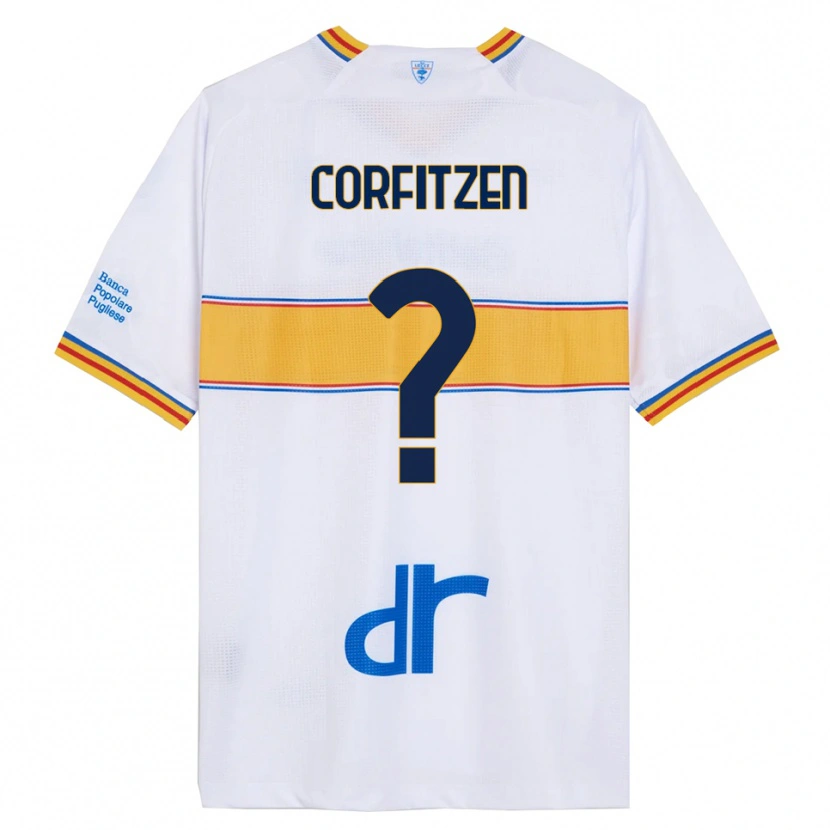 Danxen Kinderen Jeppe Corfitzen #0 Wit Geel Uitshirt Uittenue 2025/26 T-Shirt