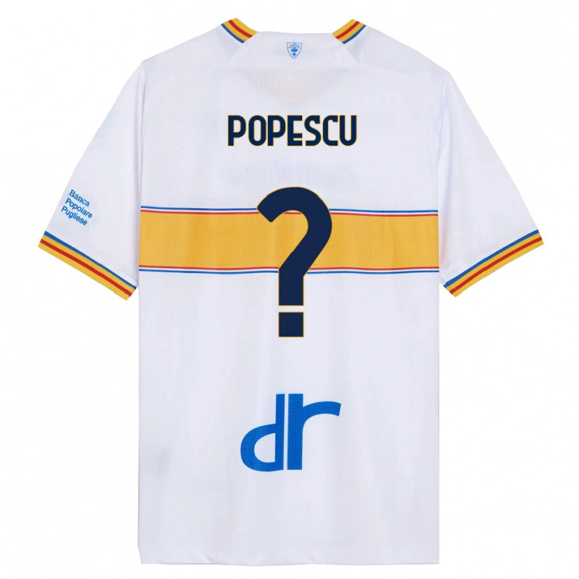 Danxen Kinderen Marco Popescu #0 Wit Geel Uitshirt Uittenue 2025/26 T-Shirt