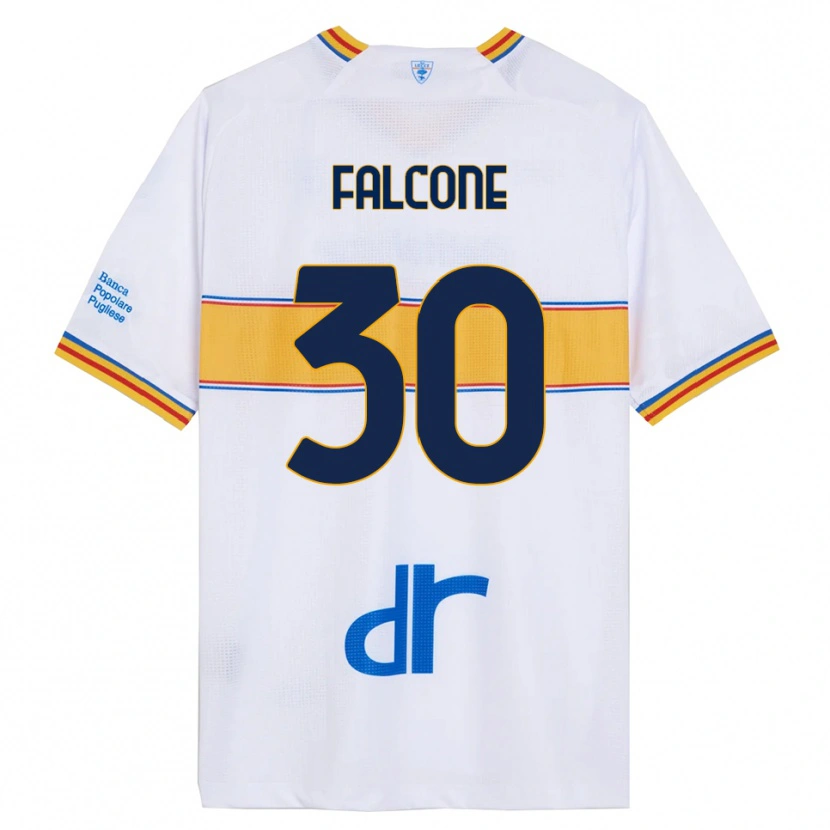 Danxen Kinderen Wladimiro Falcone #30 Wit Geel Uitshirt Uittenue 2025/26 T-Shirt