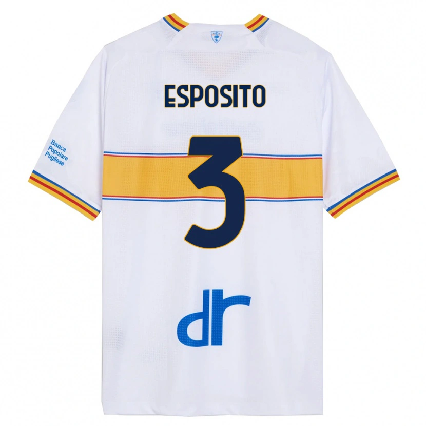 Danxen Kinderen Sebastian Esposito #3 Wit Geel Uitshirt Uittenue 2025/26 T-Shirt