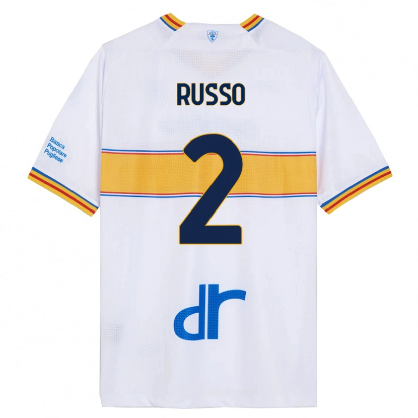 Danxen Kinderen Luca Russo #2 Wit Geel Uitshirt Uittenue 2025/26 T-Shirt