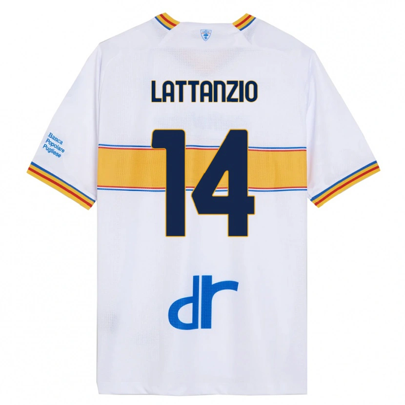 Danxen Kinderen Gianluca Lattanzio #14 Wit Geel Uitshirt Uittenue 2025/26 T-Shirt