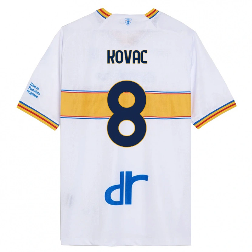 Danxen Kinderen Niko Kovač #8 Wit Geel Uitshirt Uittenue 2025/26 T-Shirt