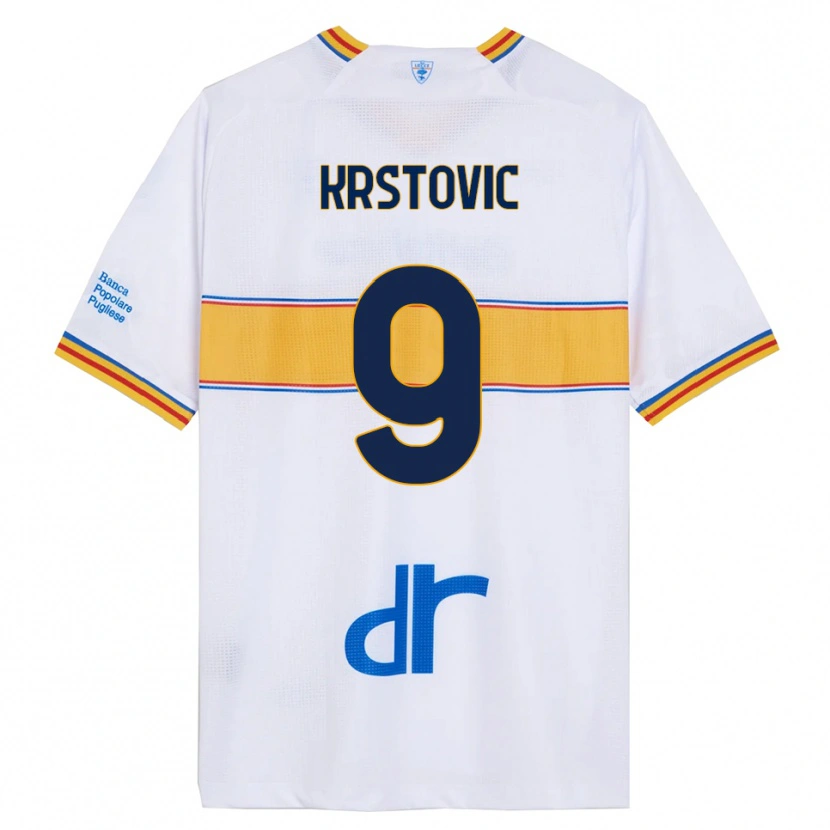 Danxen Kinderen Nikola Krstović #9 Wit Geel Uitshirt Uittenue 2025/26 T-Shirt