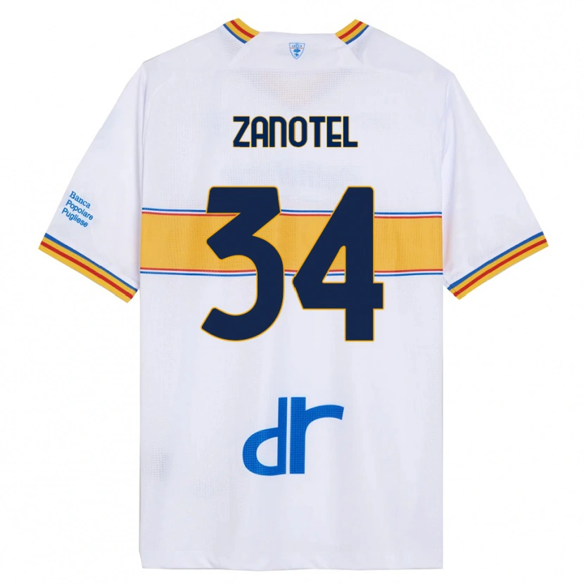 Danxen Kinderen Giovanni Zanotel #34 Wit Geel Uitshirt Uittenue 2025/26 T-Shirt