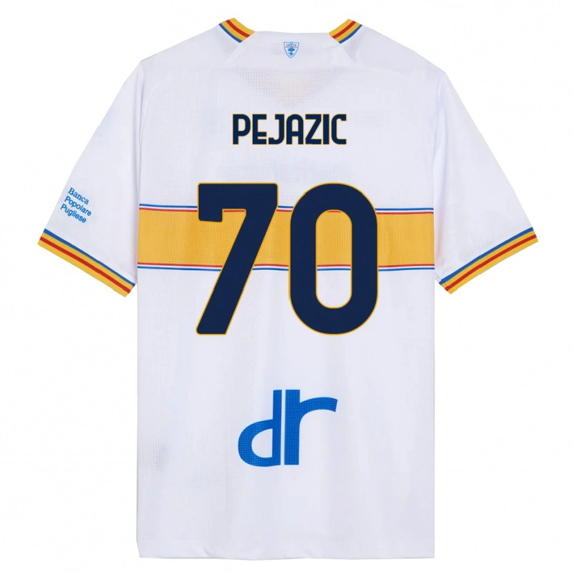 Danxen Kinderen Mario Pejazic #70 Wit Geel Uitshirt Uittenue 2025/26 T-Shirt