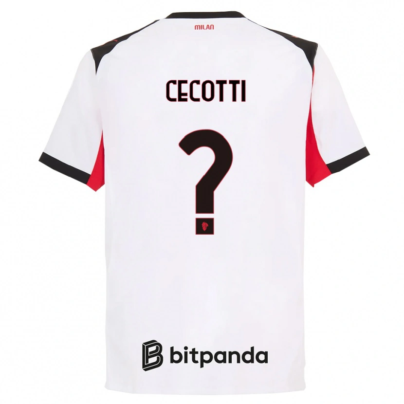 Danxen Kinderen Tommaso Cecotti #0 Wit Zwart Uitshirt Uittenue 2025/26 T-Shirt