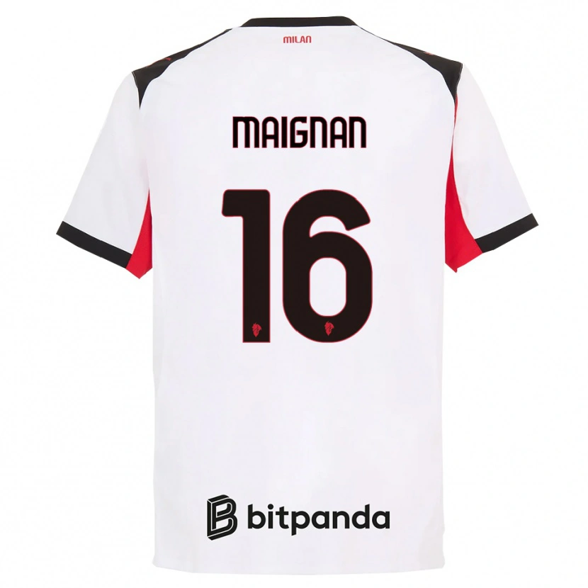 Danxen Kinderen Mike Maignan #16 Wit Zwart Uitshirt Uittenue 2025/26 T-Shirt