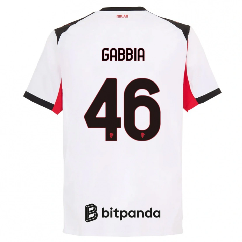 Danxen Kinderen Matteo Gabbia #46 Wit Zwart Uitshirt Uittenue 2025/26 T-Shirt