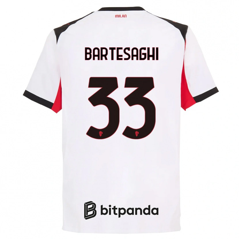 Danxen Kinderen Davide Bartesaghi #33 Wit Zwart Uitshirt Uittenue 2025/26 T-Shirt