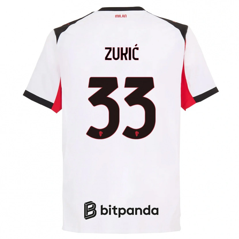 Danxen Kinderen Damir Zukić #33 Wit Zwart Uitshirt Uittenue 2025/26 T-Shirt