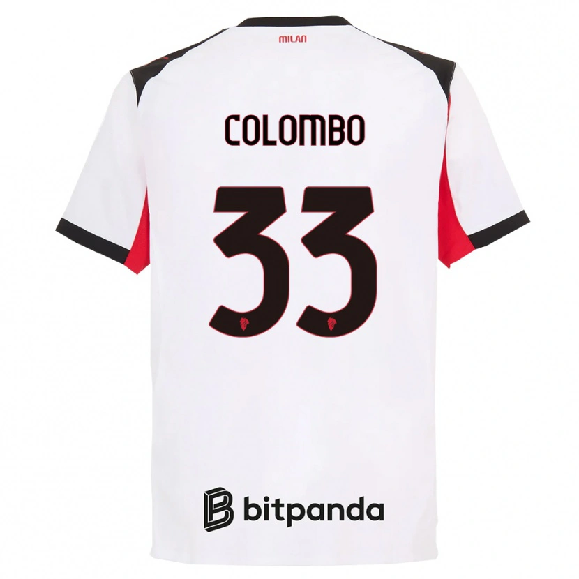 Danxen Kinderen Federico Colombo #33 Wit Zwart Uitshirt Uittenue 2025/26 T-Shirt