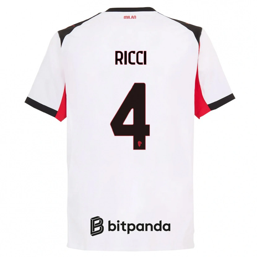 Danxen Kinderen Samuele Ricci #4 Wit Zwart Uitshirt Uittenue 2025/26 T-Shirt