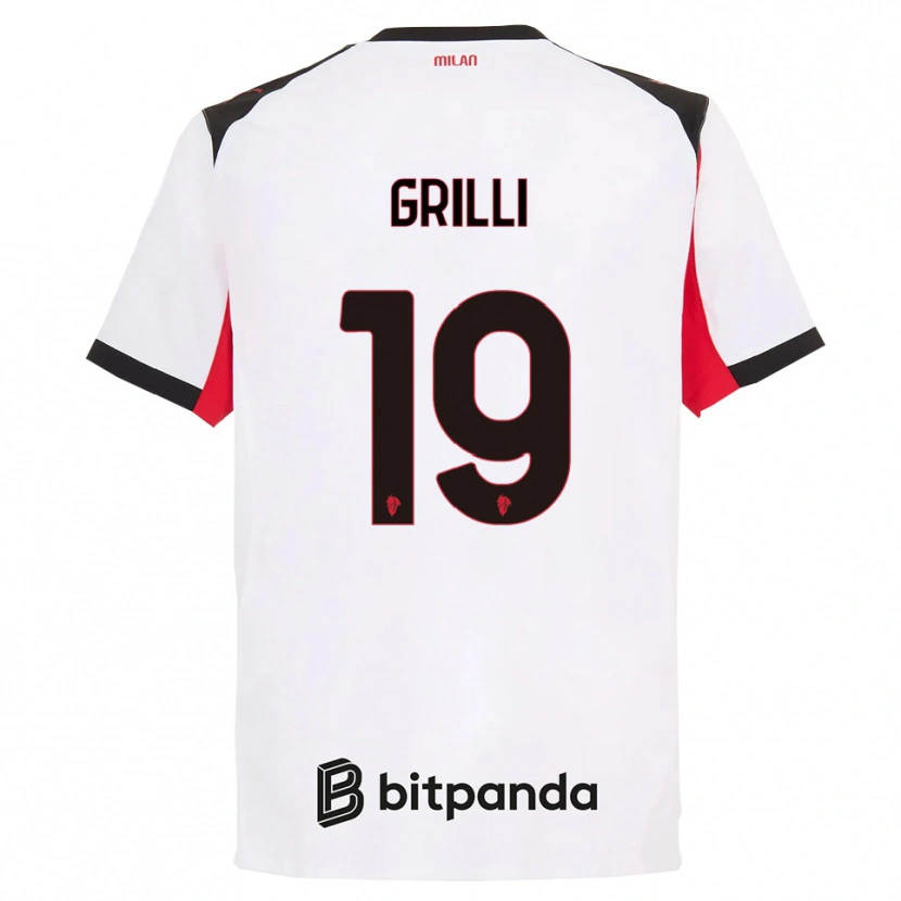 Danxen Kinderen Lorenzo Grilli #19 Wit Zwart Uitshirt Uittenue 2025/26 T-Shirt