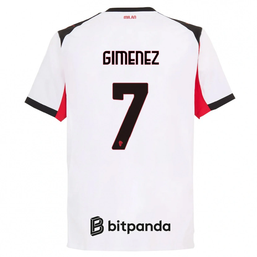 Danxen Kinderen Santiago Gimenez #7 Wit Zwart Uitshirt Uittenue 2025/26 T-Shirt