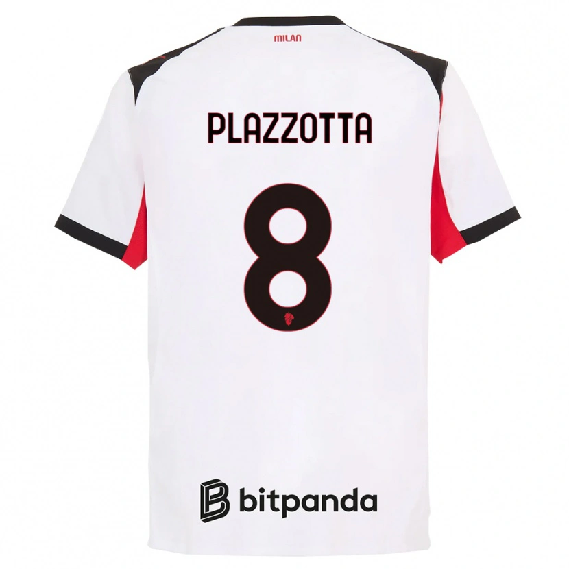 Danxen Kinderen Filippo Plazzotta #8 Wit Zwart Uitshirt Uittenue 2025/26 T-Shirt