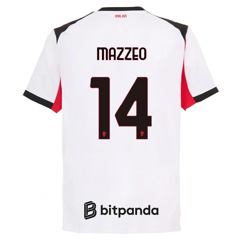 Danxen Kinderen Kevin Mazzeo #14 Wit Zwart Uitshirt Uittenue 2025/26 T-Shirt