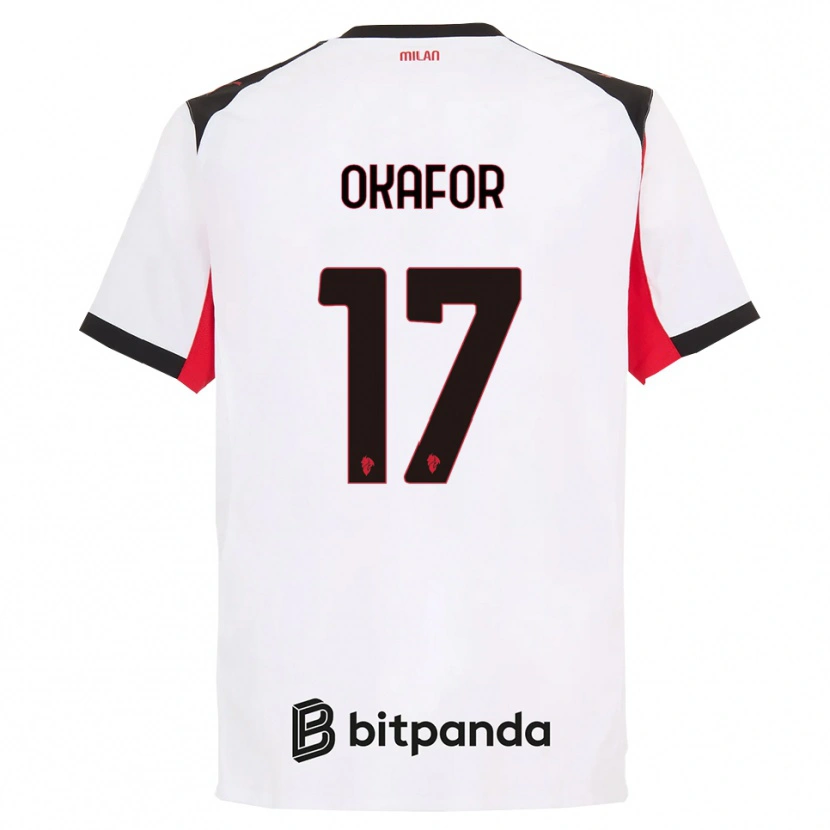 Danxen Kinderen Noah Okafor #17 Wit Zwart Uitshirt Uittenue 2025/26 T-Shirt