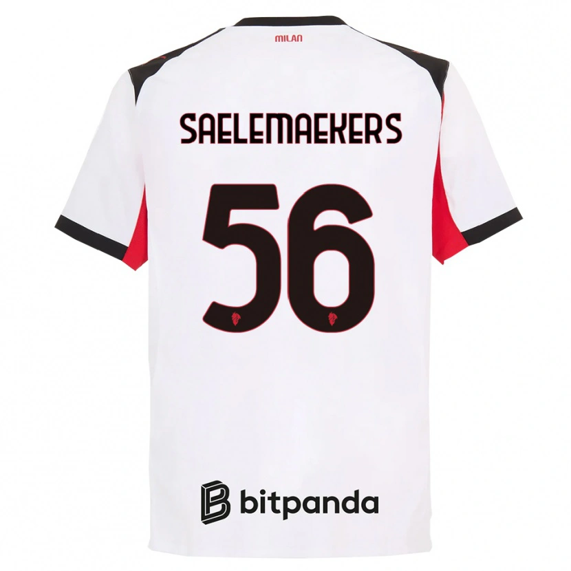 Danxen Kinderen Alexis Saelemaekers #56 Wit Zwart Uitshirt Uittenue 2025/26 T-Shirt