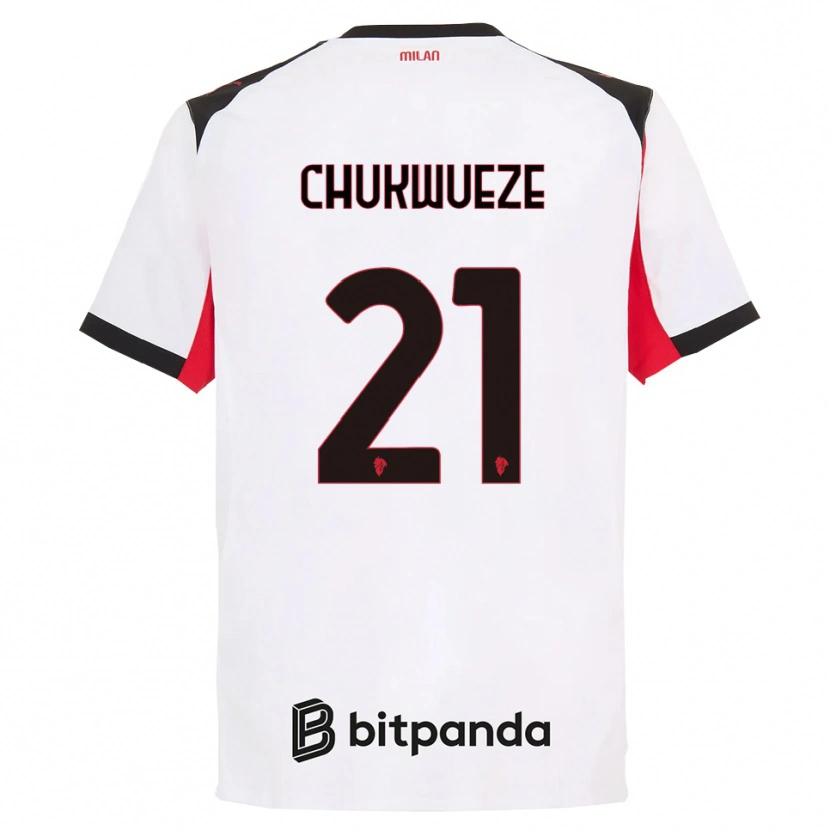 Danxen Kinderen Samuel Chukwueze #21 Wit Zwart Uitshirt Uittenue 2025/26 T-Shirt