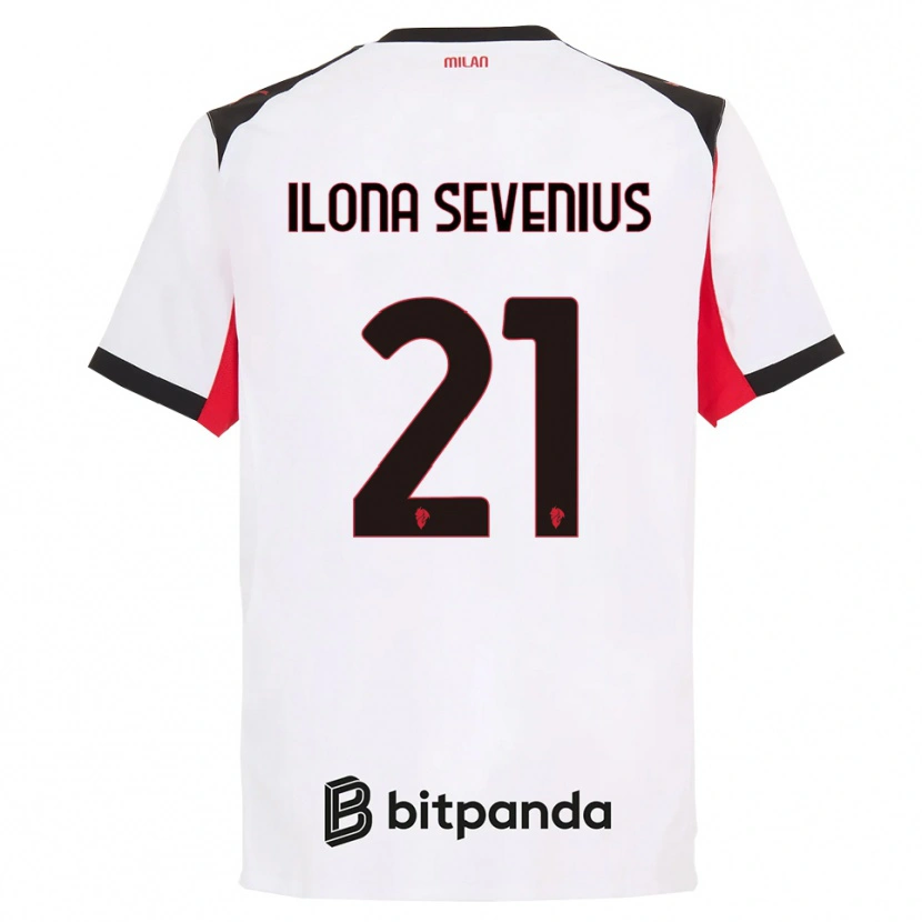 Danxen Kinderen Oona Ilona Sevenius #21 Wit Zwart Uitshirt Uittenue 2025/26 T-Shirt
