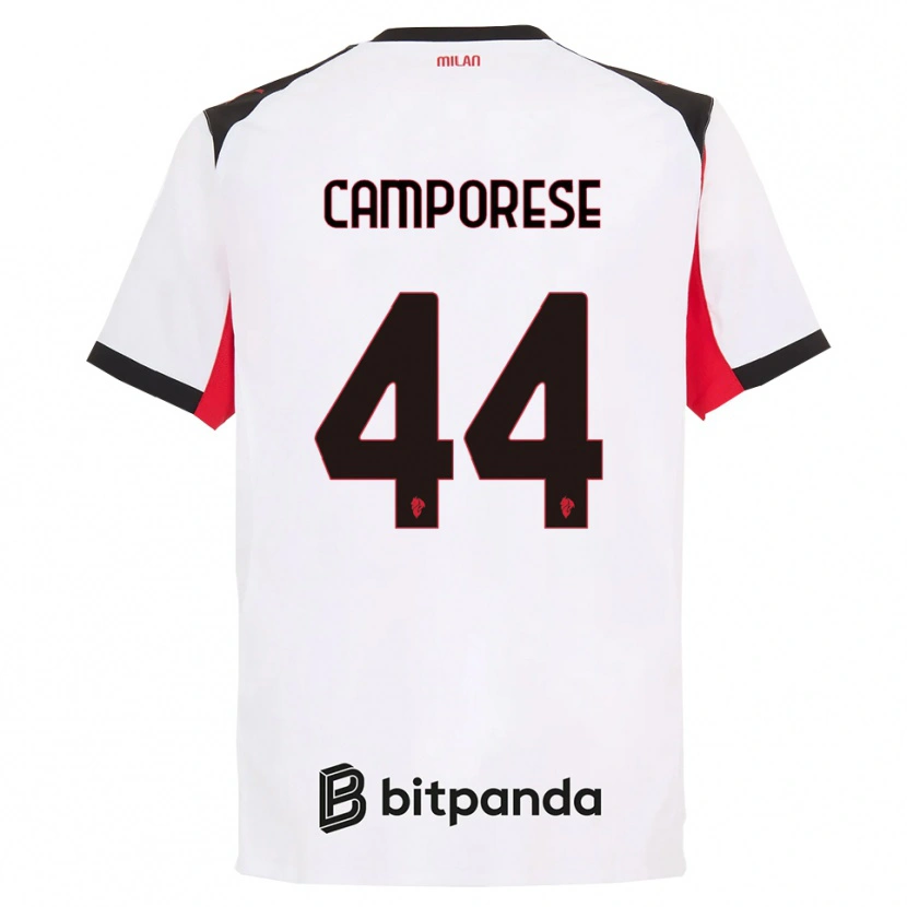 Danxen Kinderen Michele Camporese #44 Wit Zwart Uitshirt Uittenue 2025/26 T-Shirt