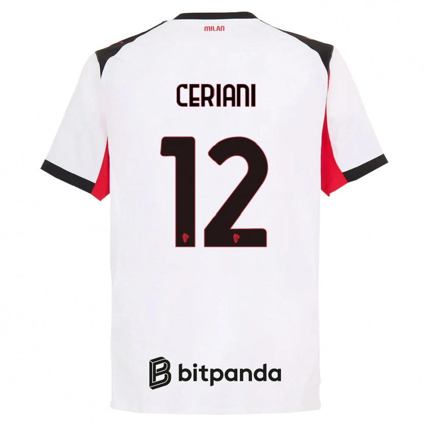 Danxen Kinderen Gabriele Ceriani #12 Wit Zwart Uitshirt Uittenue 2025/26 T-Shirt