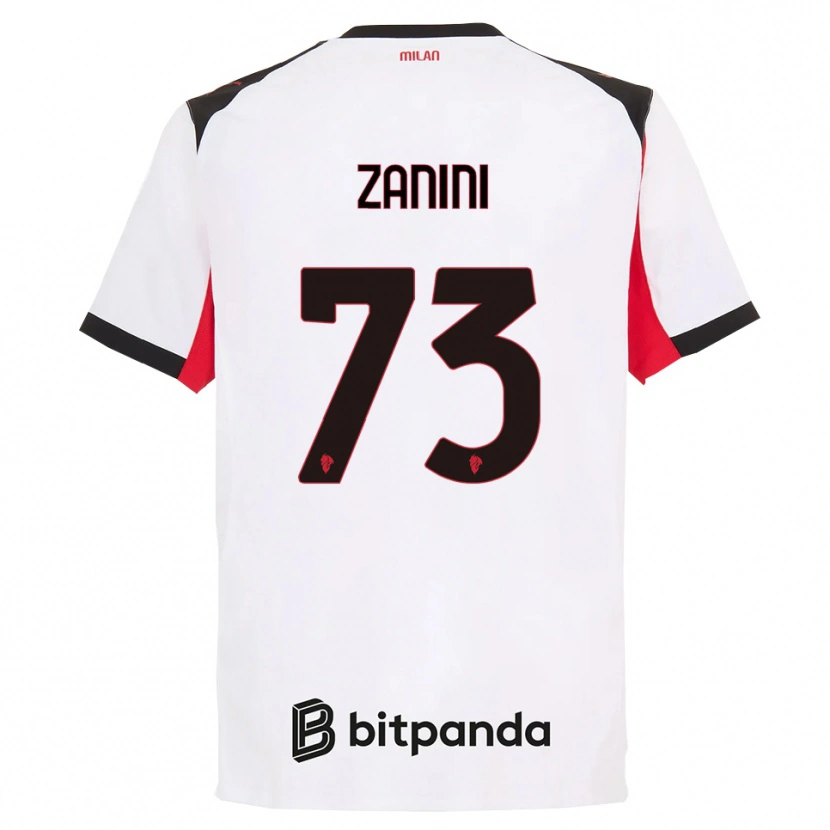 Danxen Kinderen Paola Zanini #73 Wit Zwart Uitshirt Uittenue 2025/26 T-Shirt