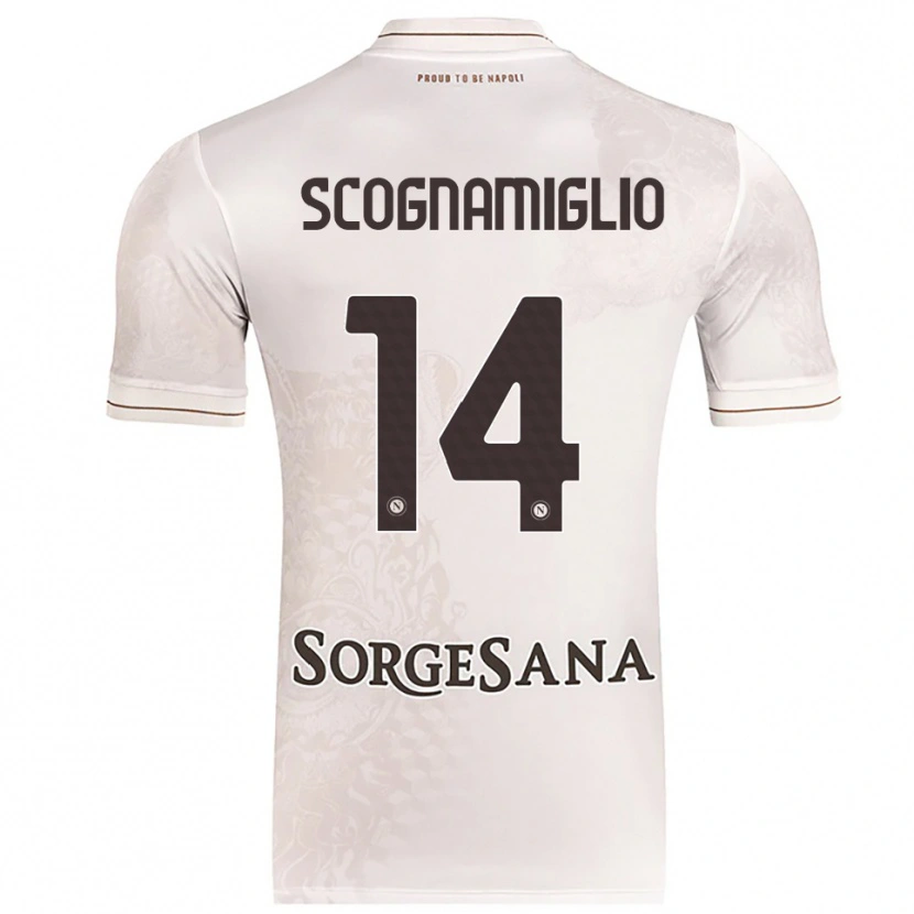 Danxen Kinderen Fabio Scognamiglio #14 Champagne Bruin Uitshirt Uittenue 2025/26 T-Shirt