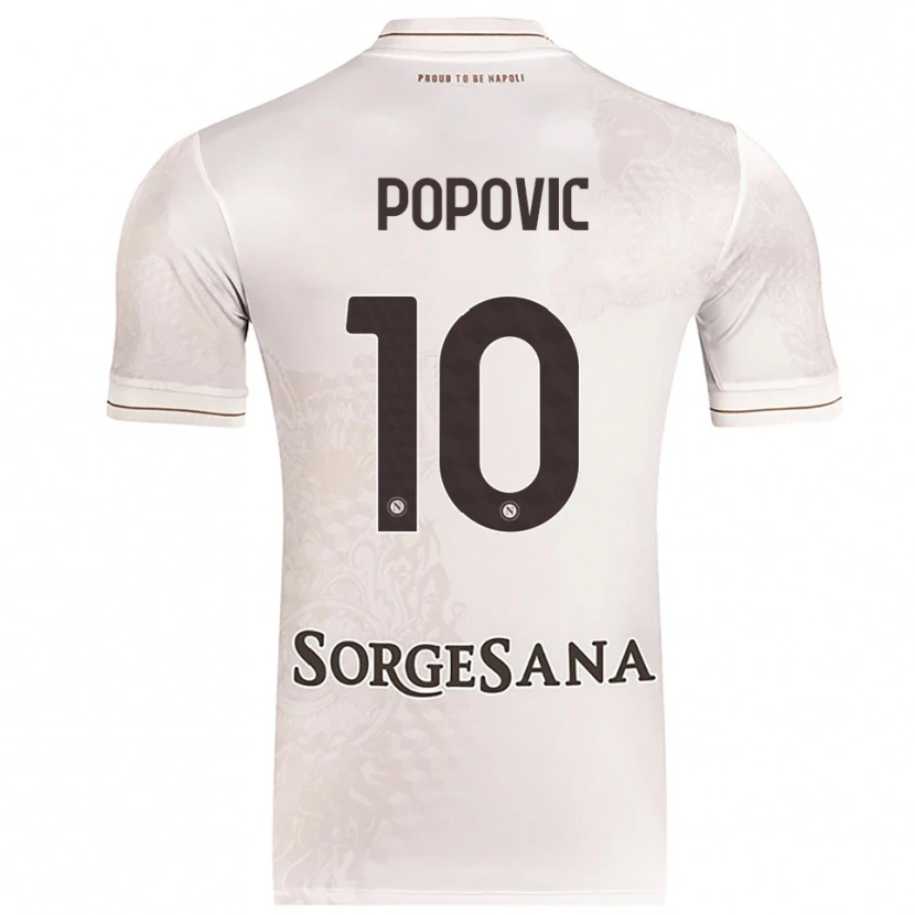 Danxen Kinderen Matija Popović #10 Champagne Bruin Uitshirt Uittenue 2025/26 T-Shirt