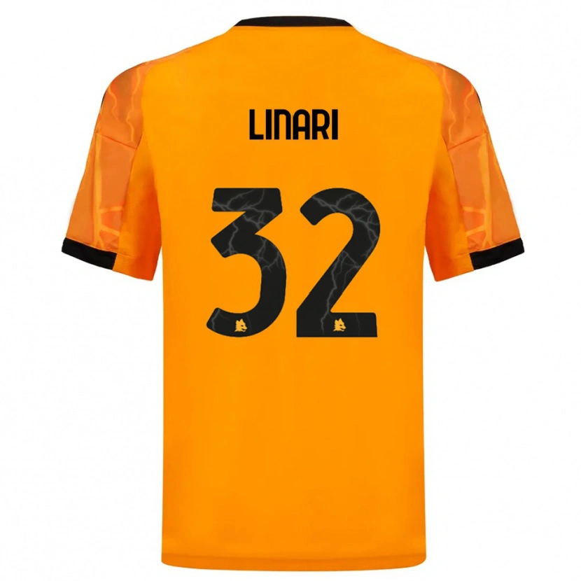 Danxen Kinderen Elena Linari #32 Oranje Zwart Uitshirt Uittenue 2025/26 T-Shirt