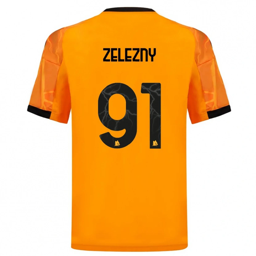 Danxen Kinderen Radoslaw Zelezny #91 Oranje Zwart Uitshirt Uittenue 2025/26 T-Shirt