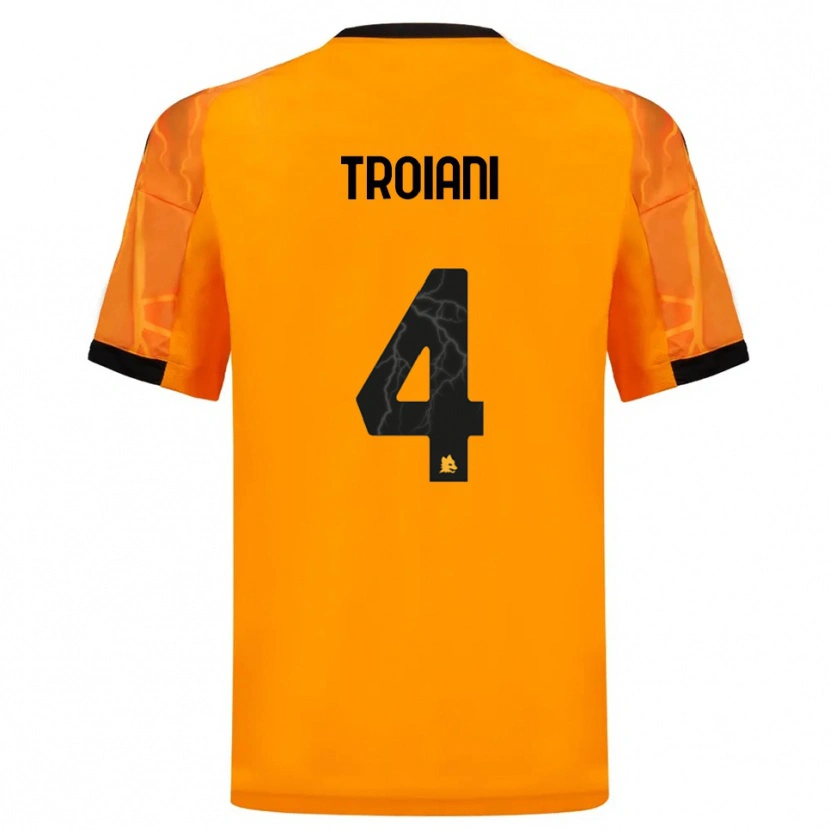 Danxen Kinderen Nicolò Troiani #4 Oranje Zwart Uitshirt Uittenue 2025/26 T-Shirt