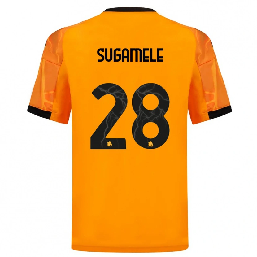 Danxen Kinderen Alessandro Sugamele #28 Oranje Zwart Uitshirt Uittenue 2025/26 T-Shirt