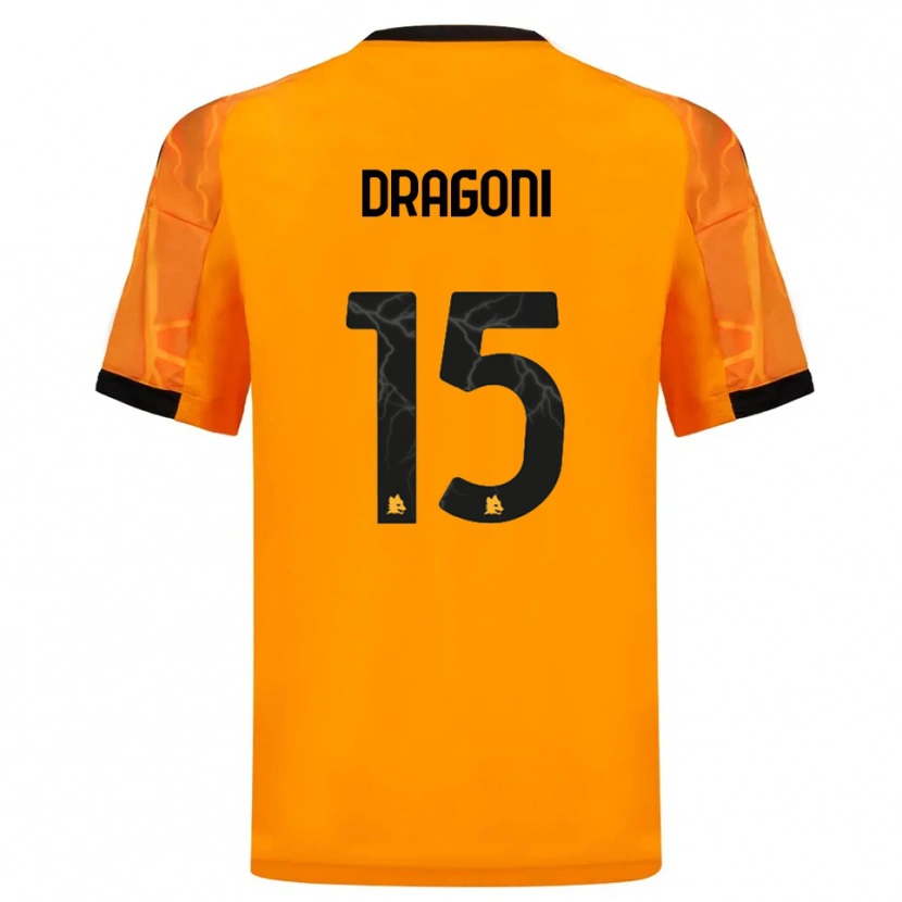 Danxen Kinderen Giulia Dragoni #15 Oranje Zwart Uitshirt Uittenue 2025/26 T-Shirt